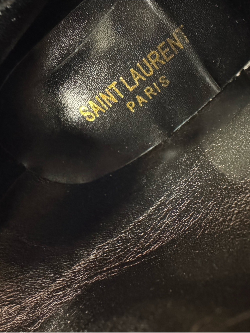 Saint Laurent Black Leather Ankle Boot with Logo Sculptural Heel - Picture 5 of 13